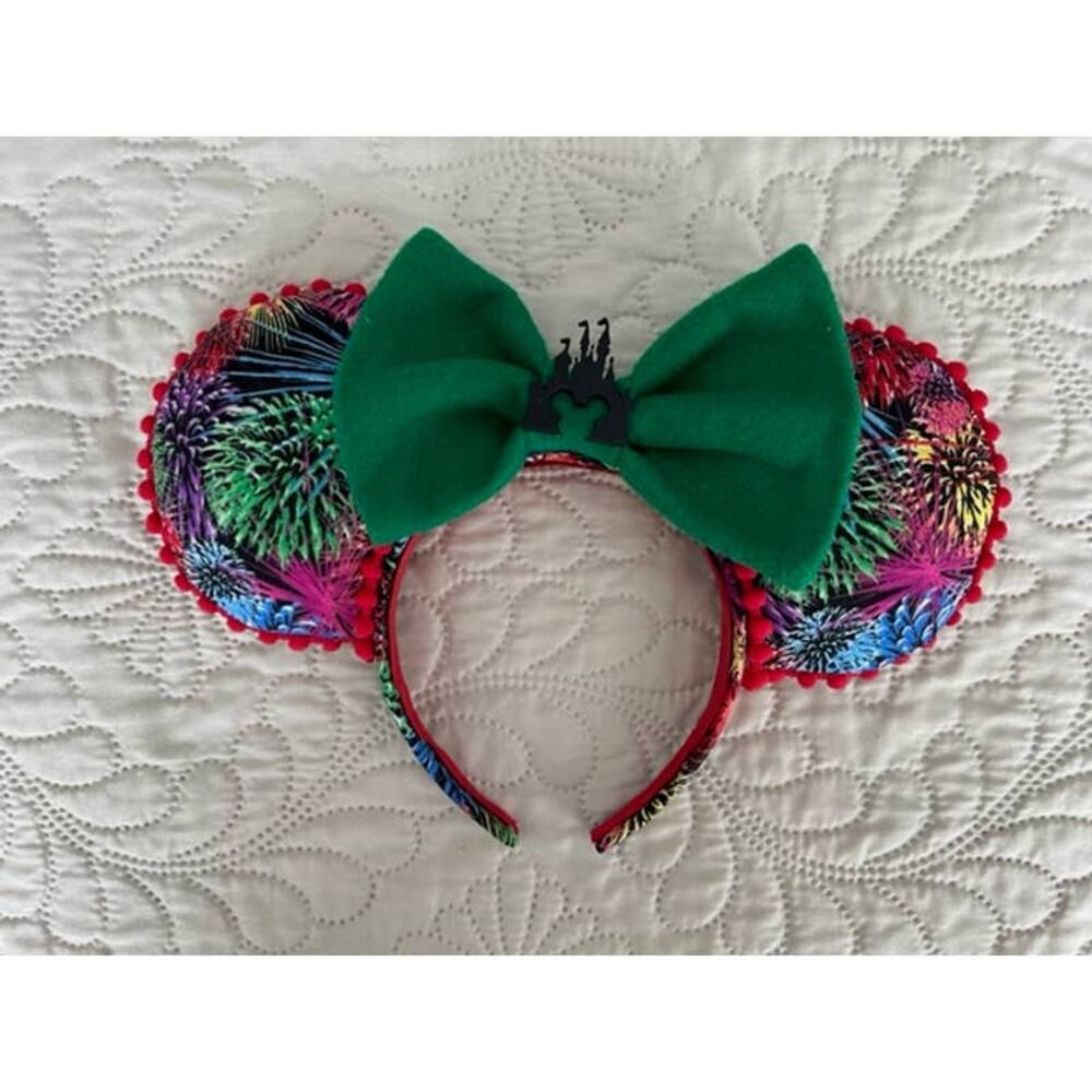 Disney Magic Kingdom Castle Fireworks Handmade Minnie Ears